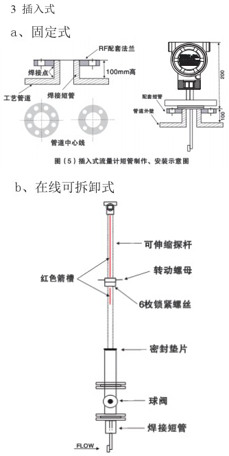 液氧流量計(jì)插入式安裝示意圖