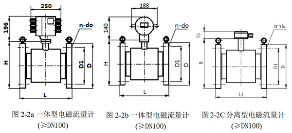 智能電磁流量計外形尺寸圖一